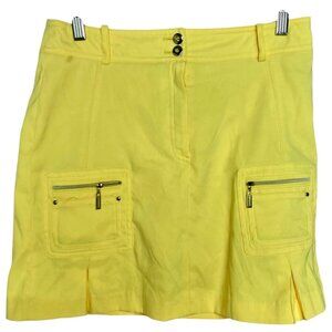 Jamie Sadock Golf Tennis Mini Skort/Skirt Neon Yellow Pockets Size 4  Spandex